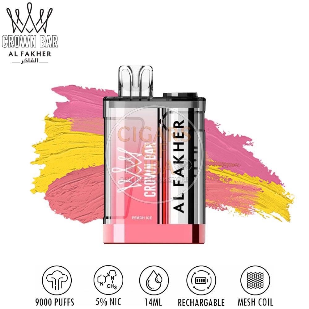 Al Fakher Crown Bar 9000 - Peach Ice 1 Al Fakher Crown Bar 9000 - Peach Ice