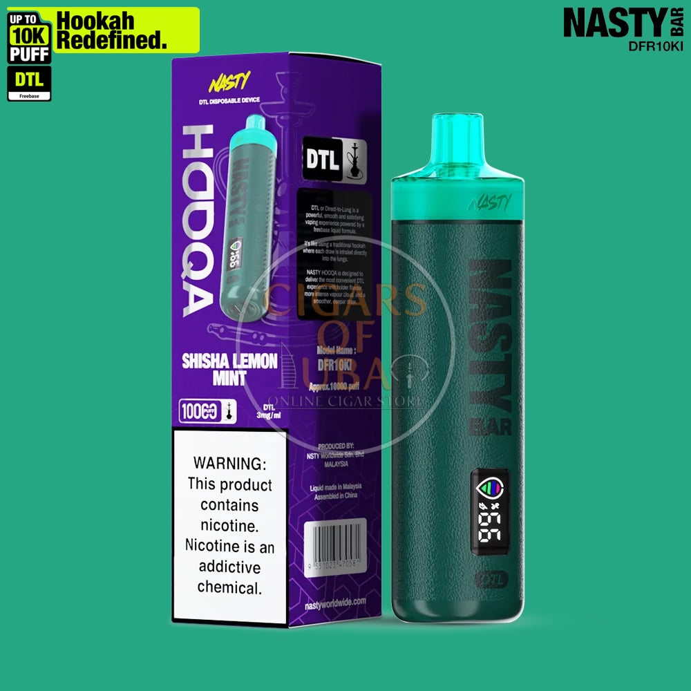 NASTY Hooqa DFR10Ki Shisha Lemon Mint 1 NASTY Hooqa DFR10Ki Shisha Lemon Mint